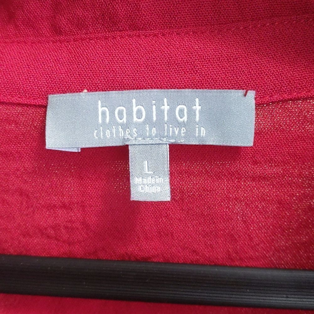 Habitat Red Button Down Top Lagenlook Asymmetric Relaxed Artsy Artisan Style - Picture 3 of 7